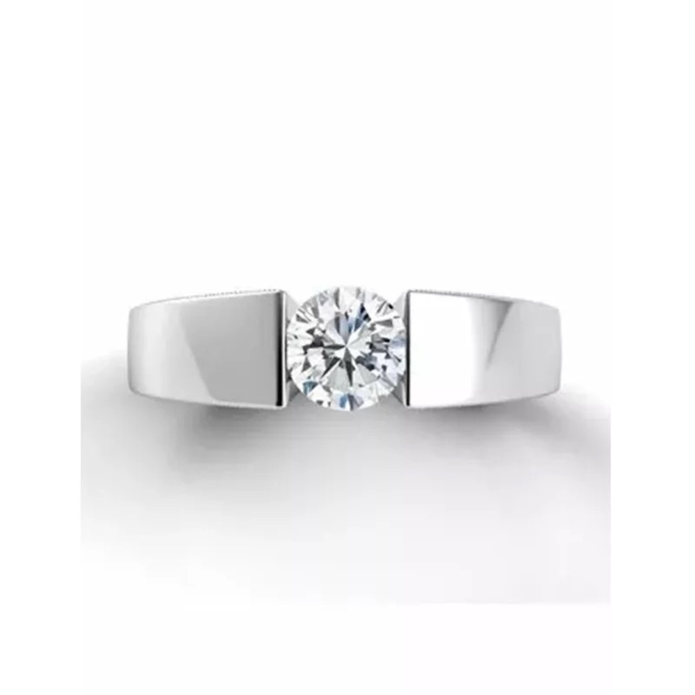 New Men Women 925 Silver Round Diamond Ring - Picture 5 of 5